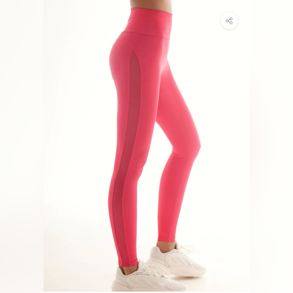 Lanston Sport Pink High-Waist Leggings With Side Mesh Panel
